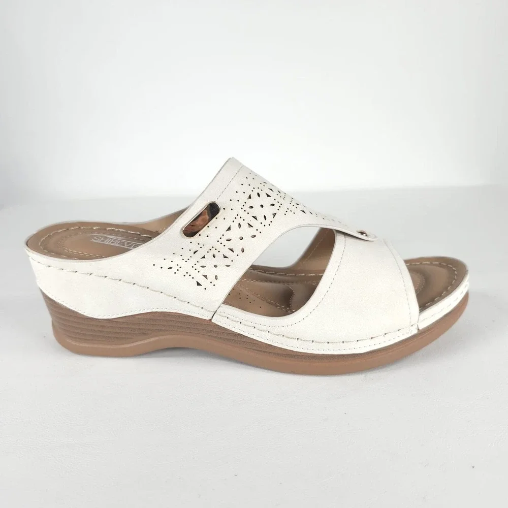SHIBEVER NWOT Low Comfortable Wedge Sandal Open‎ Toe Slip On Size 42 US 11